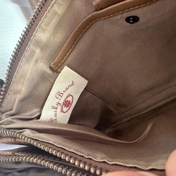 Lucky Brand Cross Body Brown Leather Fringe Boho Purse - Picture 14 of 16